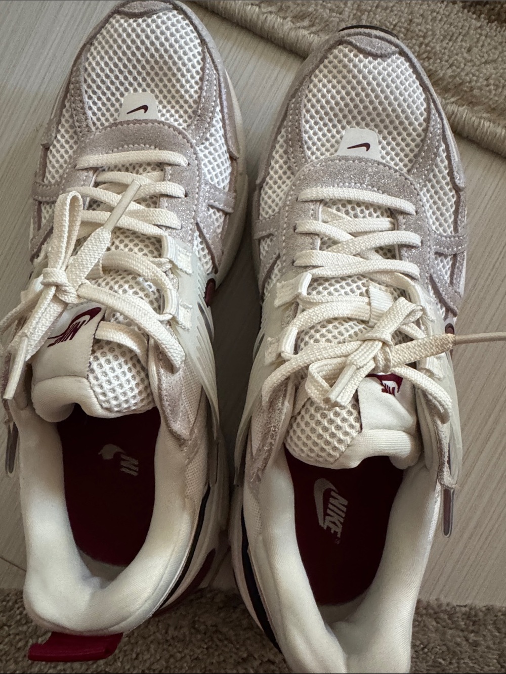 Nike Women’s White & Burgundy Mesh Trail Sneakers - Picture 6 of 7
